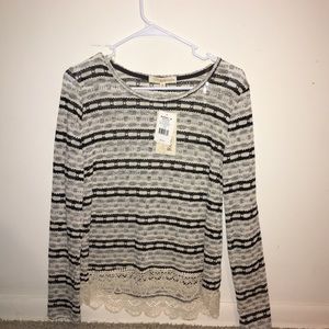 NWT Striped long sleeve neutral toned shirt